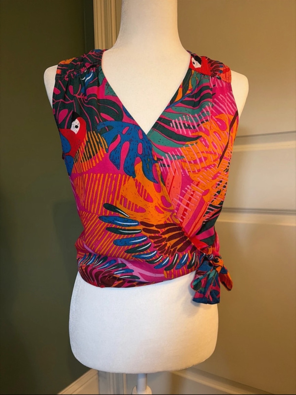 Joie Tropical Wrap Camisole in Pink Multi